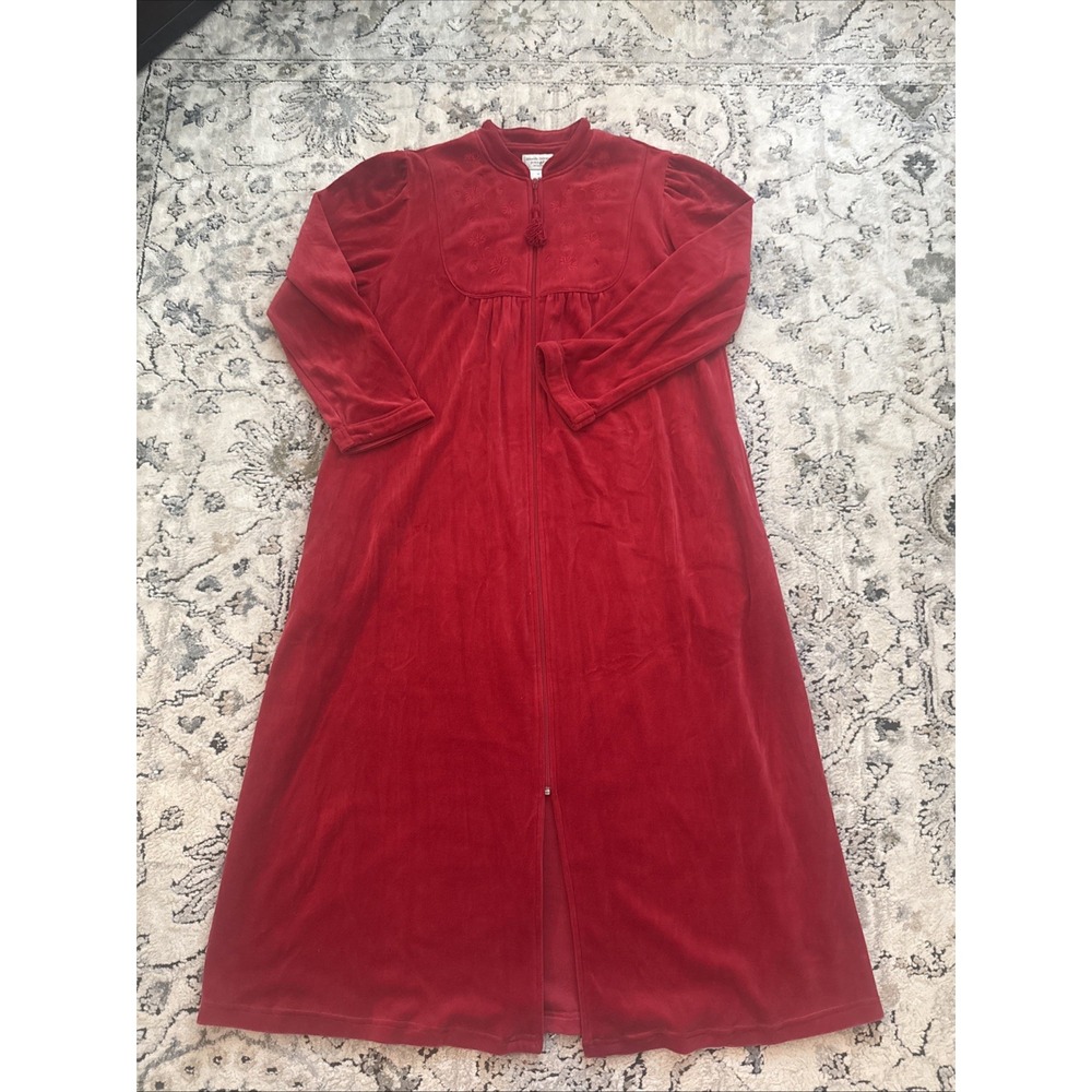 Amanda Stewart Housecoat Robe Loungewear Embroidered Women Red Size M